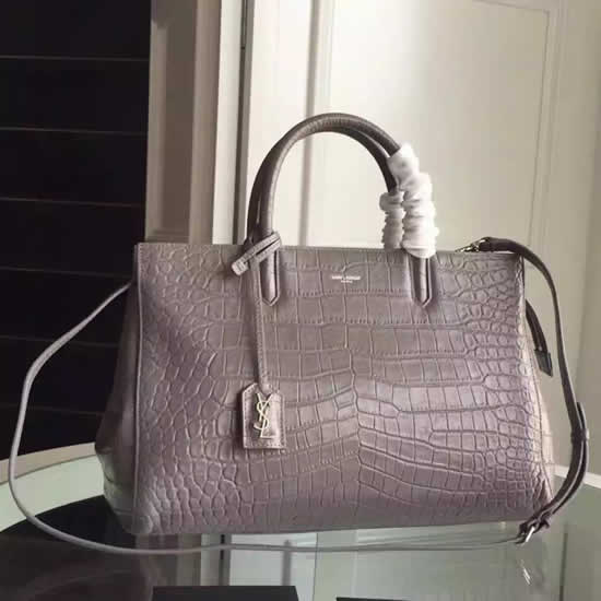 Replica Saint Laurent Medium Rive Gauche Bag In Grey Crocodile Leather